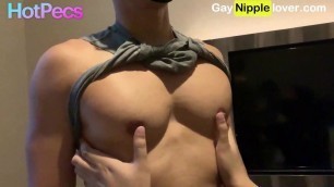 Hot Nipple play and muscle worship muscle Asian guy