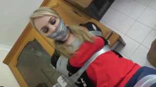 Girl Wrap Gagged in Duct Tape Bondage