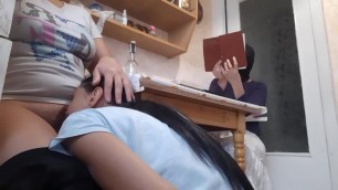 While my girlfriend is reading a book&comma; my roommate licks my pussy - Lesbian Illusion Girls