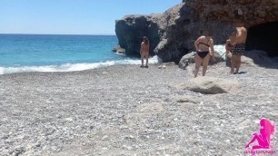 Naked on Public Beach, I Teasing the Swimmers